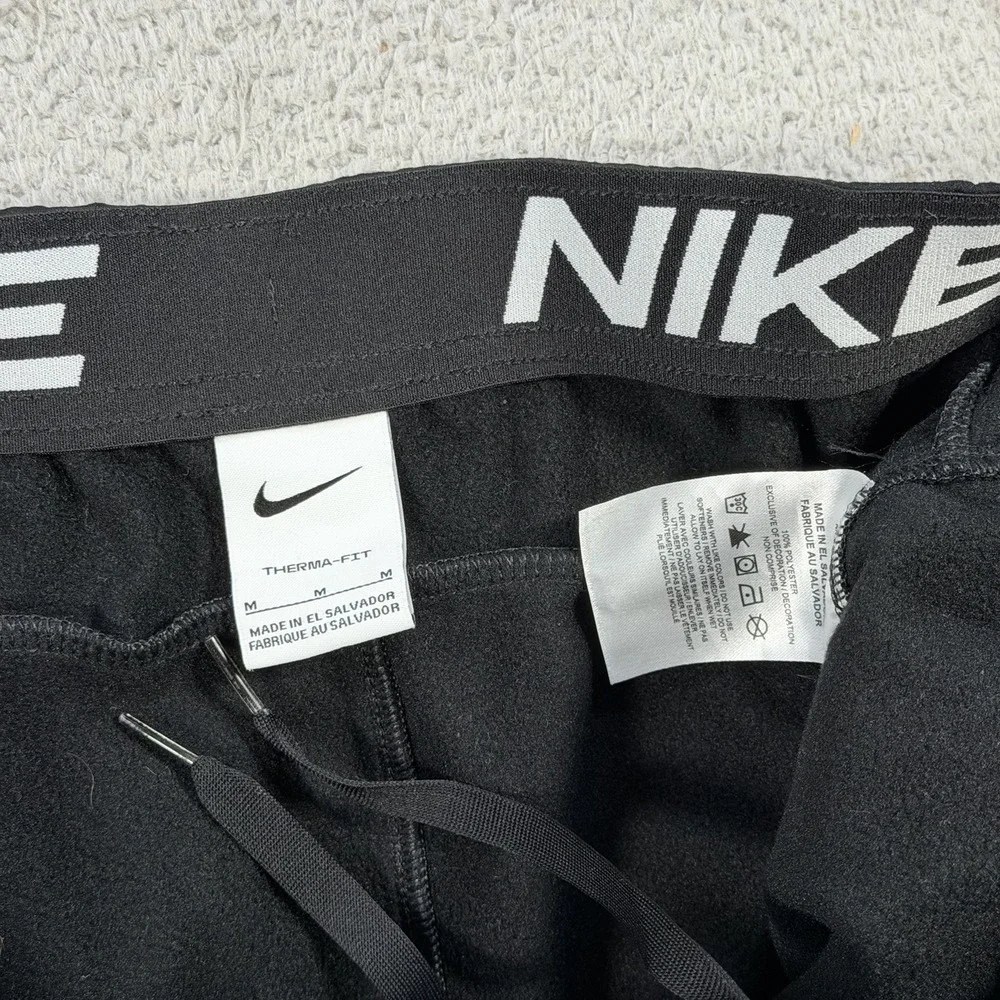 Nike Sweatpants Men Medium Black Therma-Fit Fleece Drawstring Gym Joggers Active